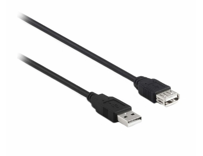 1m USB 2.0 AM/AF 28+24AWG Cable - Black