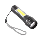 USB Charging Waterproof Zoomable XPE + COB Flashlight with 3-Modes & Storage Box