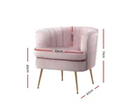 Artiss Armchair Lounge Chair Accent Armchairs Sofa Chairs Velvet Pink Couch