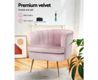 Artiss Armchair Lounge Chair Accent Armchairs Sofa Chairs Velvet Pink Couch