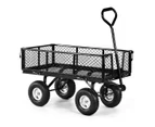 Nnedpe Garden Cart With Mesh Liner Lawn Folding Trolley Black