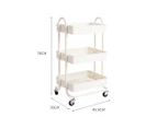3 Tiers Kitchen Trolley Cart Steel Storage Rack Shelf Organiser Wheels White