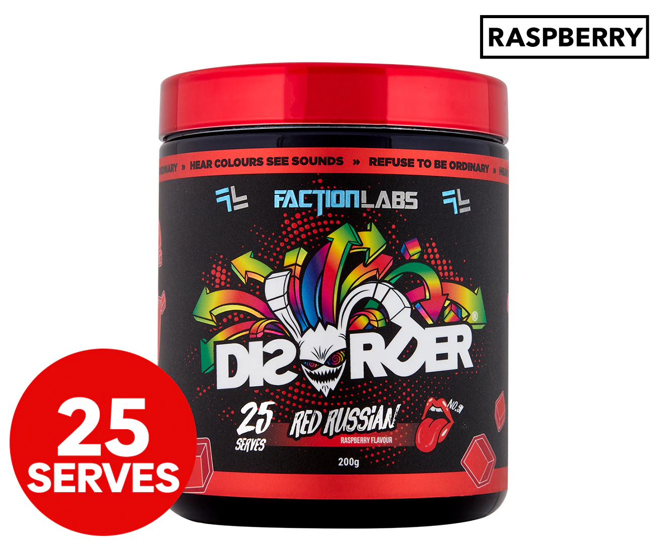 Faction Labs Disorder Pre-Workout Powder Red Russian (Raspberry) 200g / 25 Serves