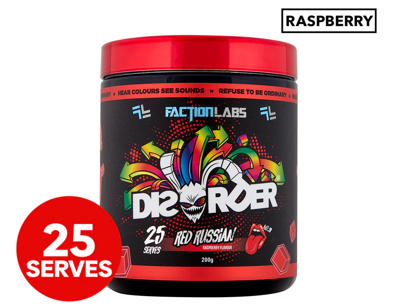 Faction Labs Disorder Pre-Workout Powder Red Russian (Raspberry) 200g / 25 Serves