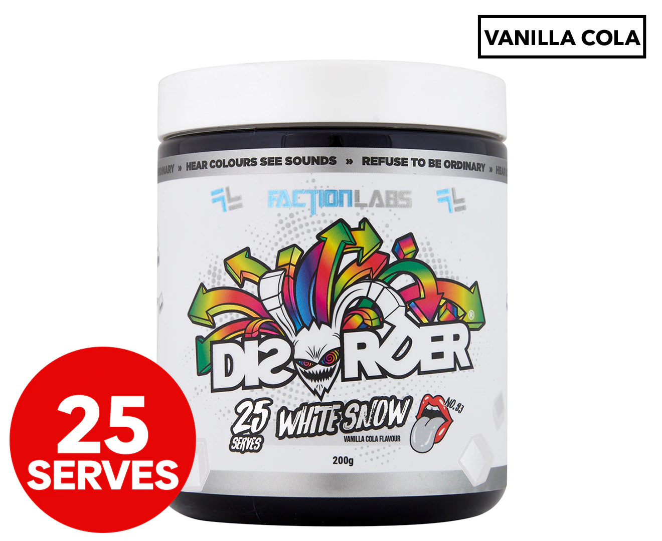 Faction Labs Disorder Pre-Workout Powder White Snow (Vanilla Cola) 200g / 25 Serves