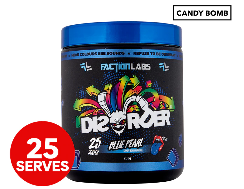 Faction Labs Disorder Pre-Workout Powder Blue Pearl (Candy Bomb) 200g / 25 Serves