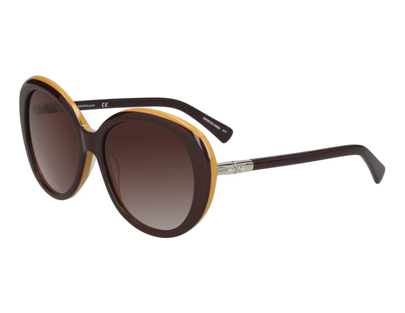 Longchamp Women's LO600S603 Oversized Round Sunglasses - Wine/Ochre