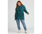 Beme Long Sleeve Removable Snood Bobble Knitwear Jumper - Womens - Plus Size Curvy - Mediterranea