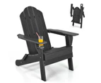 Costway Folding Outdoor Furniture Adirondack Beach Chair Weather Resistance Sun Lounge Garden Patio Yard Black