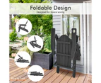 Costway Folding Outdoor Furniture Adirondack Beach Chair Weather Resistance Sun Lounge Garden Patio Yard Black