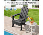 Costway Folding Outdoor Furniture Adirondack Beach Chair Weather Resistance Sun Lounge Garden Patio Yard Black