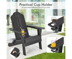 Costway Folding Outdoor Furniture Adirondack Beach Chair Weather Resistance Sun Lounge Garden Patio Yard Black