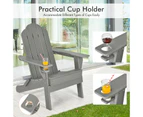 Costway Folding Outdoor Furniture Adirondack Beach Chair Weather Resistance Sun Lounge Garden Patio Yard Grey