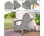 Costway Folding Outdoor Furniture Adirondack Beach Chair Weather Resistance Sun Lounge Garden Patio Yard Grey