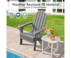 Costway Folding Outdoor Furniture Adirondack Beach Chair Weather Resistance Sun Lounge Garden Patio Yard Grey