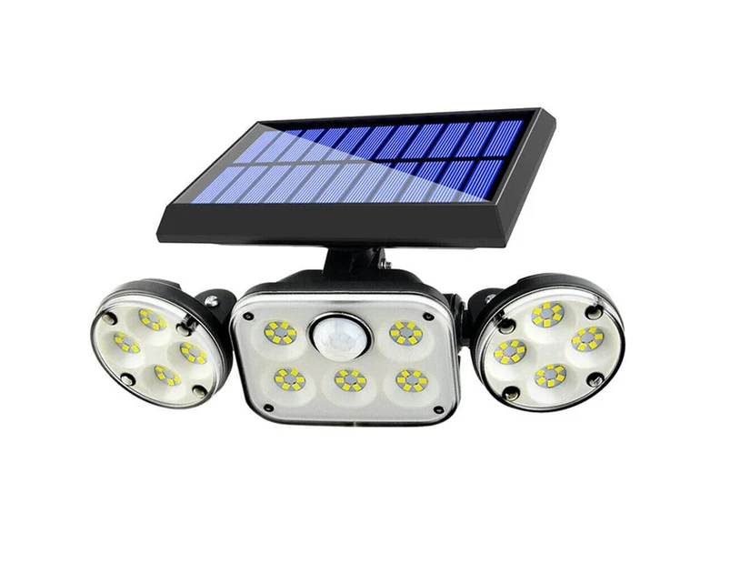 Motion Sensor 78 LED Three Heads Solar Powered Wall Lamp