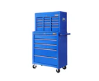 Giantz 14 Drawer Tool Box Cabinet Chest Mechanic Garage Storage Trolley Blue