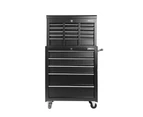 Giantz 14 Drawer Tool Box Cabinet Chest Mechanic Garage Storage Trolley Black
