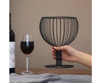 Wine Glass Shape Iron Fruit Bowl Basket Kitchen Home Decor - Black
