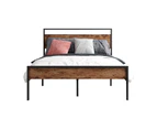 Queen Size Bed Frame Base Platform with Wooden Headboard Metal Slats Under Bed Storage