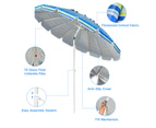 Costway 2.45M Outdoor Beach Umbrella Potable Tilting Sun Shade Parasol Shelter Canopy Oxford Fabric Garden Patio