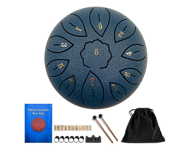 11 Tone 6 Inch C Tone Steel Tongue Drum Percussion Musical Instruments - Navy Blue