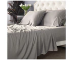 Park Avenue Split Queen Fitted Sheet Set/Pillowcases 500TC Bamboo Cotton Pewter