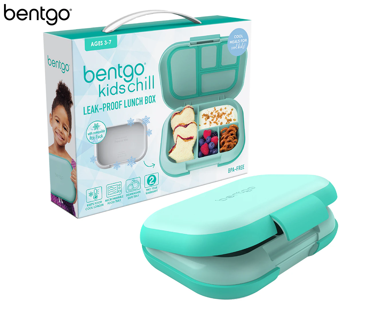 Bentgo  Kid's Chill Leak-Proof Bento Lunch Box - Aqua