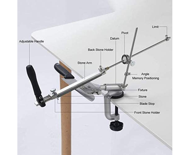 Knife Sharpener Fixed-Angle Kit System with 10 Whetstones, 360 Degree  Rotation