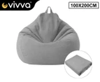 VIVVA 100x120cm Extra Large Bean Bag Chairs Sofa Cover Indoor Lazy Lounger For Adults Kids Grey