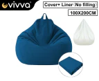 VIVVA 100x120cm Extra Large Bean Bag Chairs Sofa Cover Indoor Lazy Lounger For Adults Kids Blue