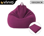 VIVVA 100x120cm Extra Large Bean Bag Chairs Sofa Cover Indoor Lazy Lounger For Adults Kids Purple