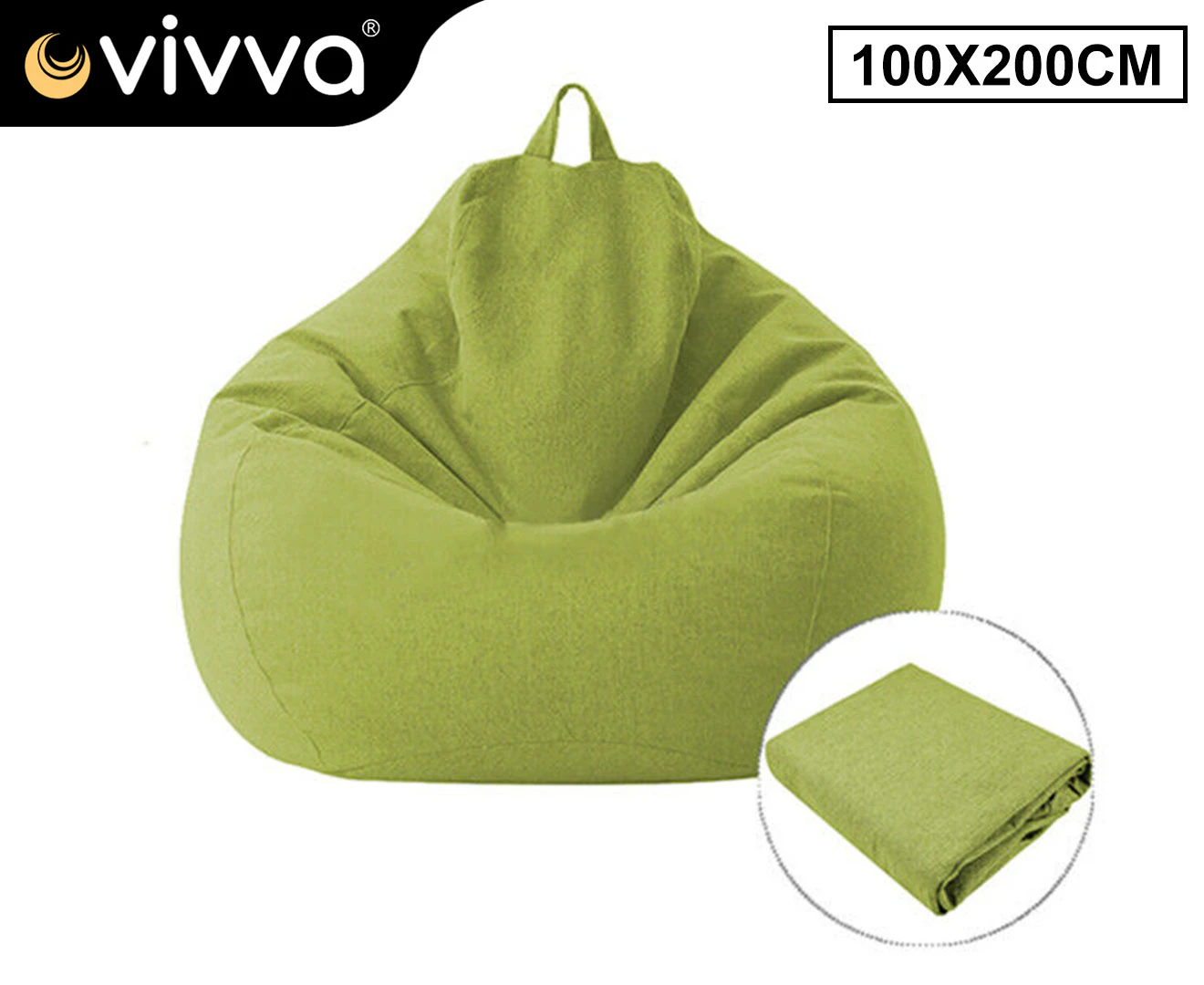 VIVVA 100x120cm Extra Large Bean Bag Chairs Sofa Cover Indoor Lazy Lounger For Adults Kids Green