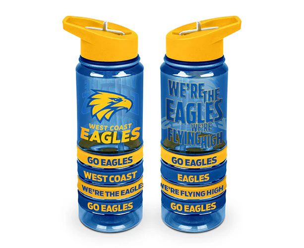 West Coast Eagles AFL Tritan Drink Water Bottle with Wrist Bands