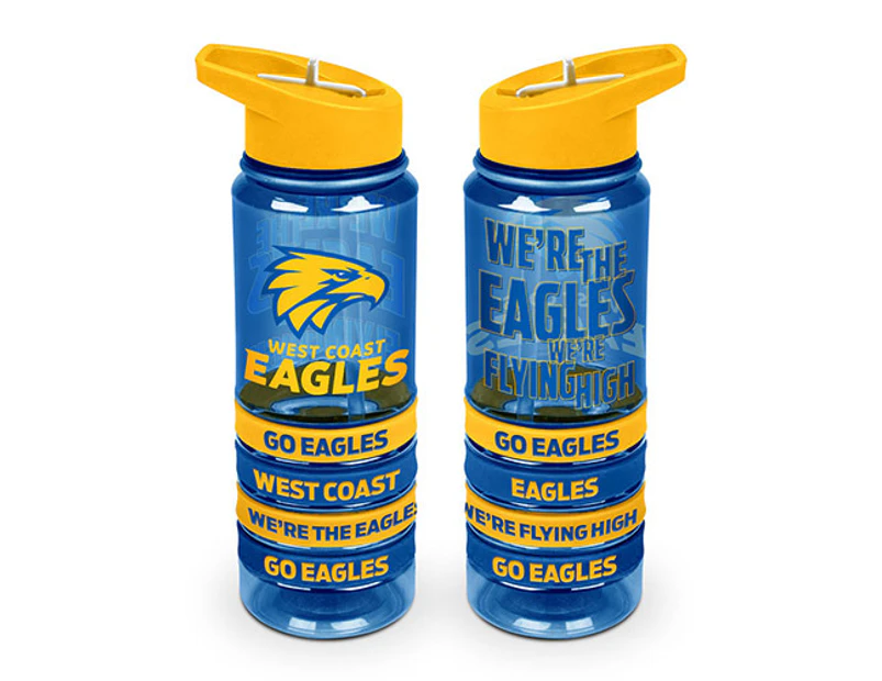 West Coast Eagles AFL Tritan Drink Water Bottle with Wrist Bands