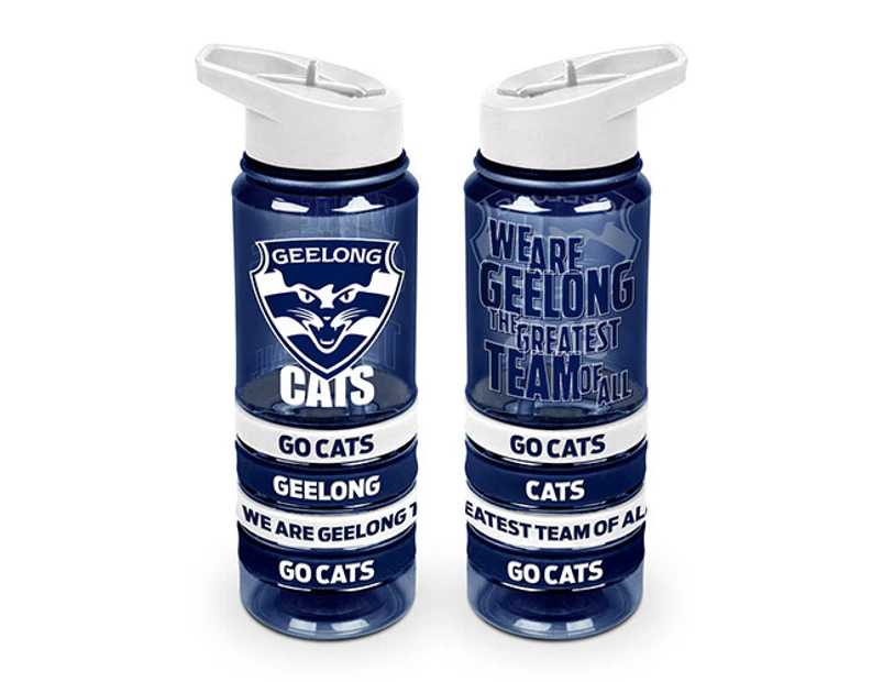 Geelong Cats AFL Tritan Drink Water Bottle with Wrist Bands
