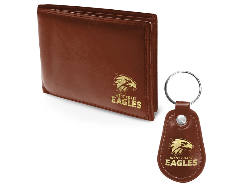 AFL West Coast Eagles Wallet & Keyring Gift Pack - Brown