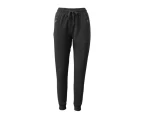 Women's Track Pants Soft Fleece Slim Cuff w Zipped Pockets Ladies Trackies - Black