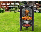 3in1 Portable Charcoal BBQ Vertical Smoker Roaster Grill Steel Water Steamer