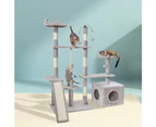 i.Pet Cat Tree 135cm Tower Scratching Post Scratcher Wood Condo House Toys Grey