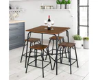 Giantex 5PCS Bar Table & Stools Set Pub Counter Height Table Set Dining Table Set w/4 Backless Stools, Rustic Brown