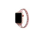 Stylish Metal X Shaped Shiny Watch With Steel Strap For Apple Iwatch 5 4 3 2 1 - Pink