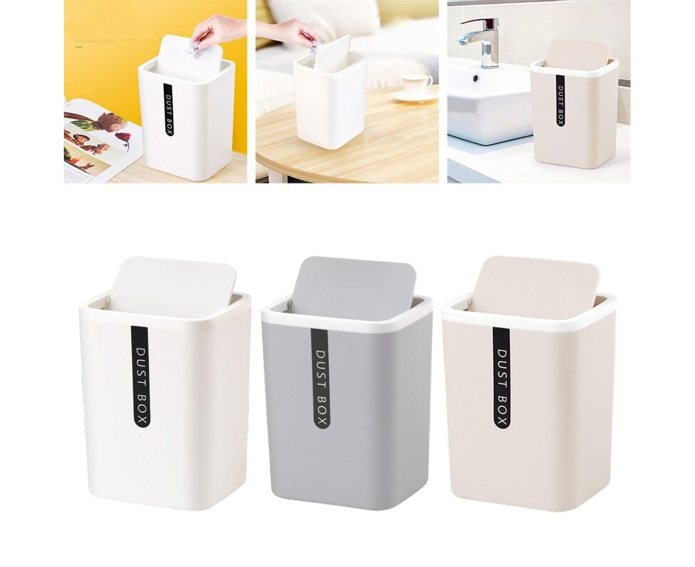 White Small Desktop Mini Waste Bin Garbage Rubbish Trash Can Office Home  Kitchen Bathroom Basket Table