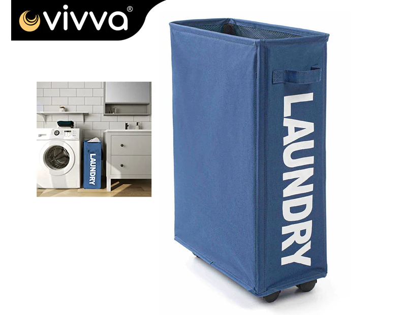 Vivva Foldable Laundry Washing Clothes Storage Bag Hamper Basket Bin Organiser - Navy