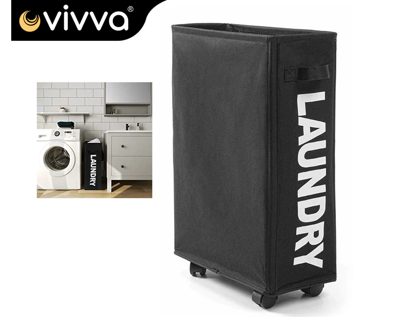 Vivva Foldable Laundry Washing Clothes Storage Bag Hamper Basket Bin Organiser - Black