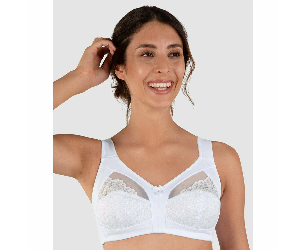 Naturana Plus Size Wide Strap Soft Cup Wirefree Bra in White