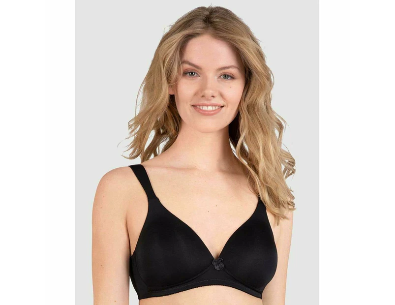 Naturana Padded Wirefree T-Shirt Bra with Wide Straps in Black