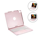 Ymall iPad Wireless 360 Rotatable Keyboard Case with 7 color backlit and touchpad-Rose Gold