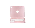 Ymall iPad Wireless 360 Rotatable Keyboard Case with 7 color backlit and touchpad-Rose Gold