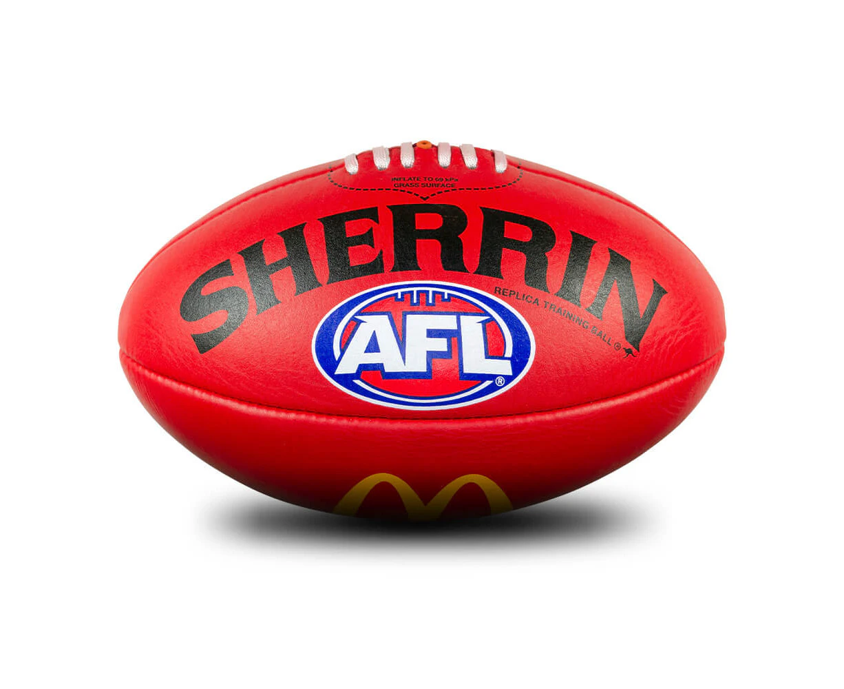 Sherrin Official AFL Replica Training Football Leather McDonalds Red